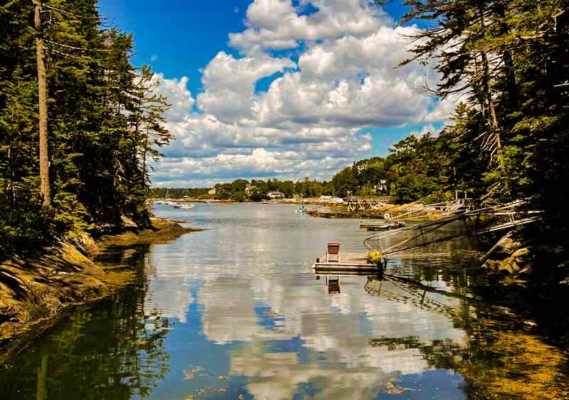 Private float on Long Cove, Casco Bay — oceanfront cottage rentals in Phippsburg, Maine